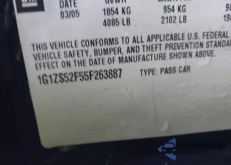 2005 Chevrolet Malibu from USA, damaged, VIN 1G1ZS52F55F263887